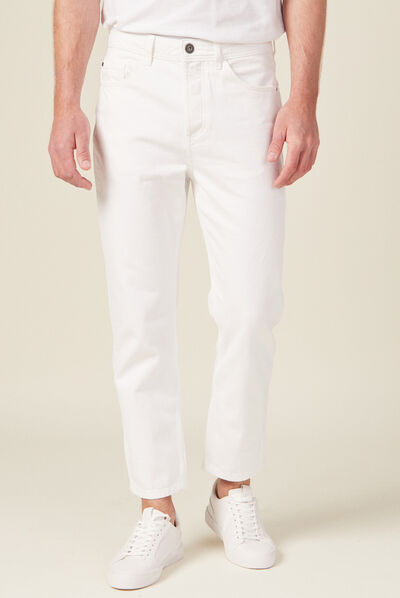 Jeans straight tapered denim blanc homme