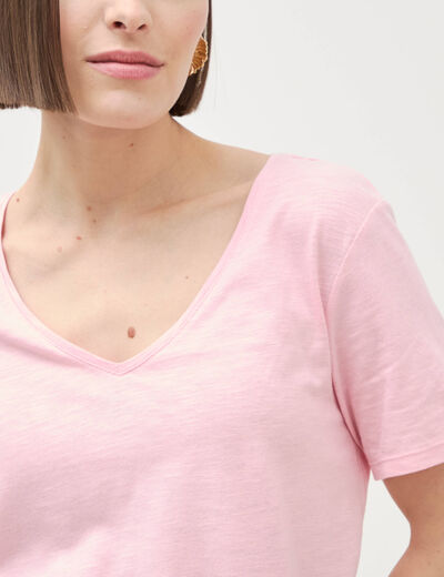 T-shirt manches courtes rose clair femme