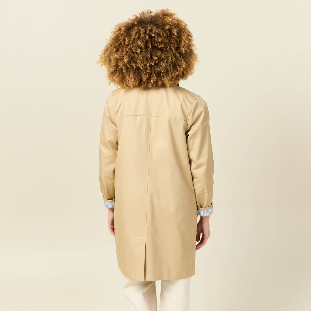 Trench long doublé beige femme