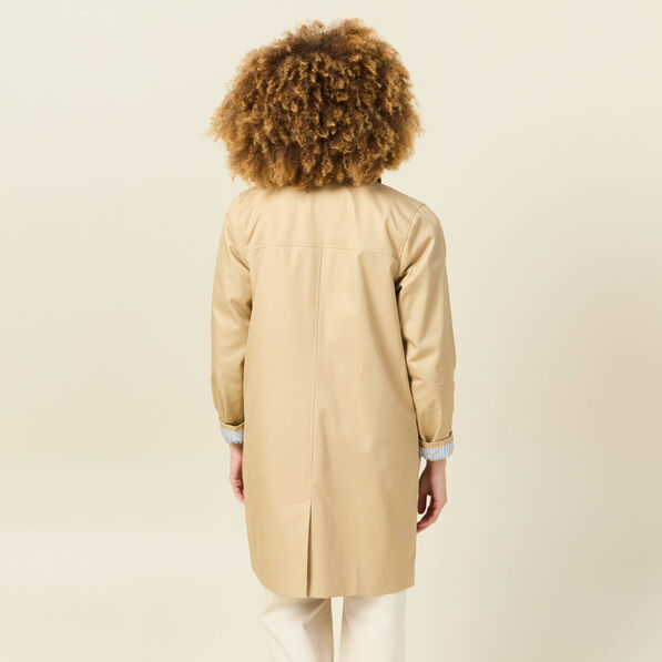 Trench long doublé beige femme