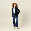 Veste blazer col châle bleu marine femme