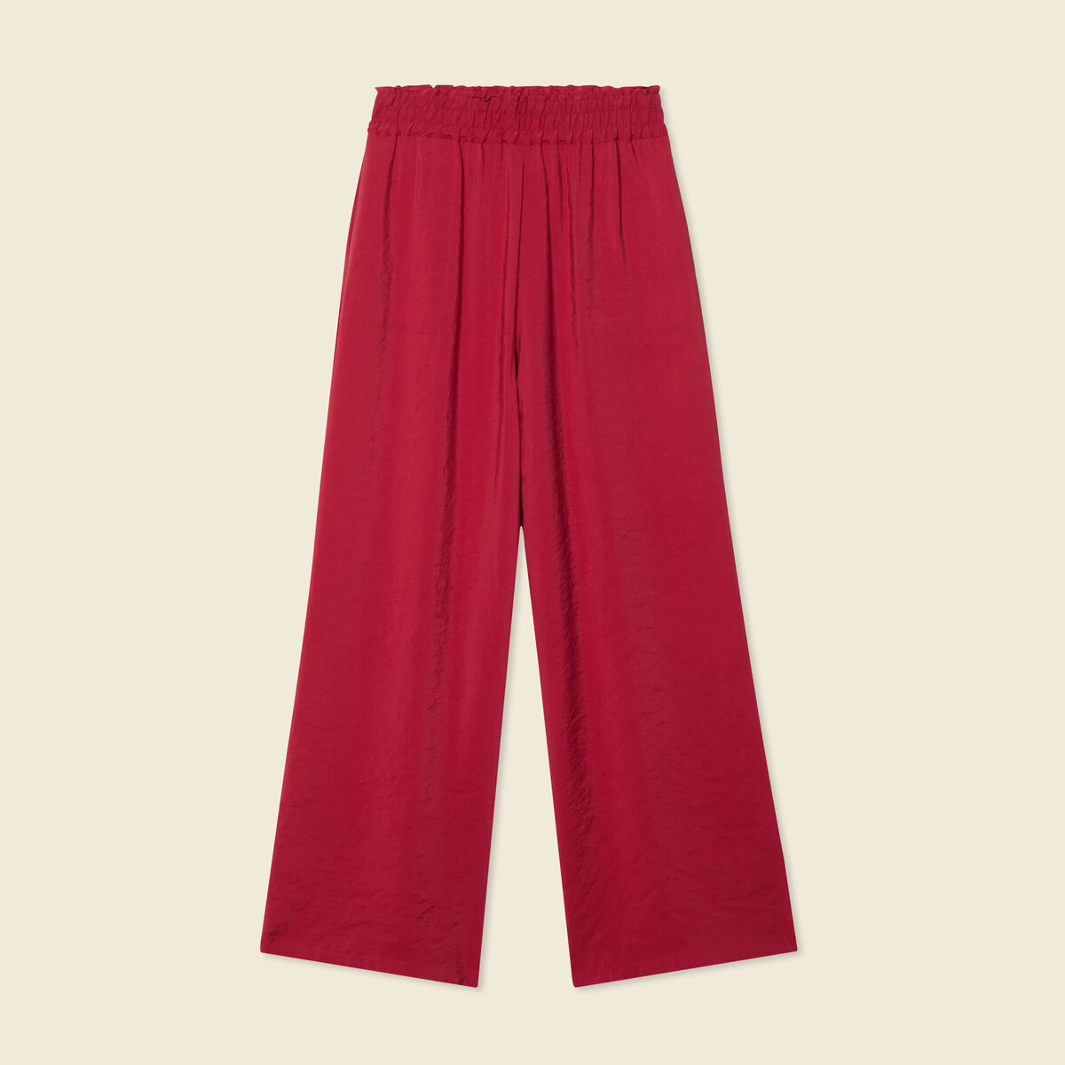 Pantalon large fluide rouge fonc&eacute; femme