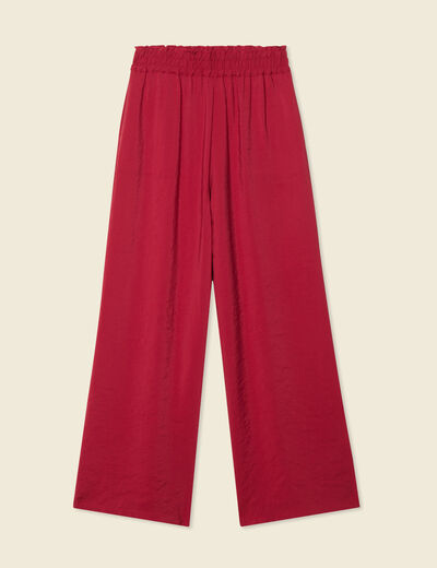 Pantalon large fluide rouge foncé femme