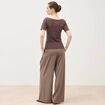 T-shirt ajust&eacute; manches courtes marron femme