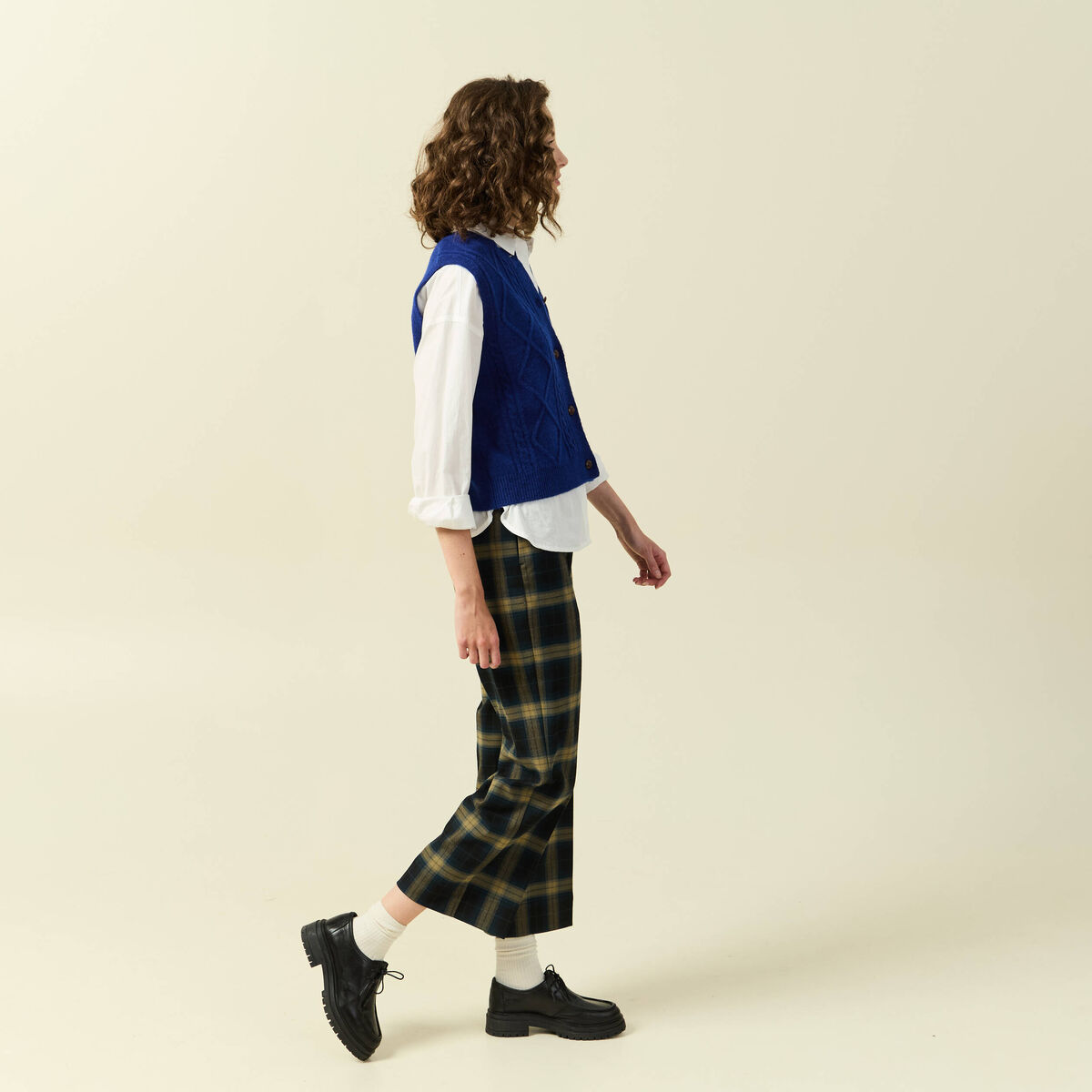 Gilet sans manches col rond bleu electrique femme