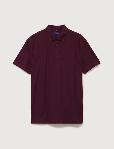 Polo droit en coton manches courtes prune homme