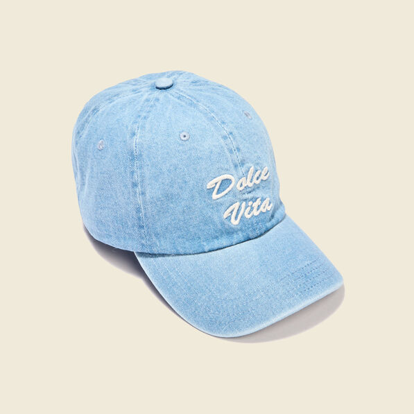 Casquette brodée en jean denim bleach femme