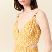 Robe longue évasée à perles jaune femme