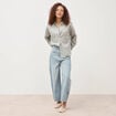 Jeans barrel taille haute 7/8&egrave;me denim bleach femme