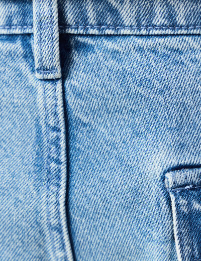 Cargo en coton denim bleach homme