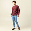 Sweat manches longues rouge foncé homme