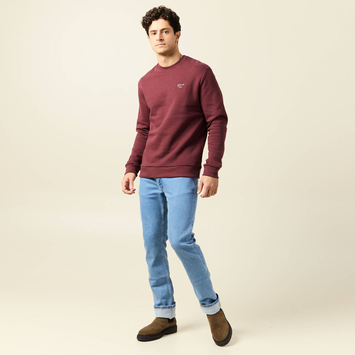 Sweat manches longues rouge foncé homme