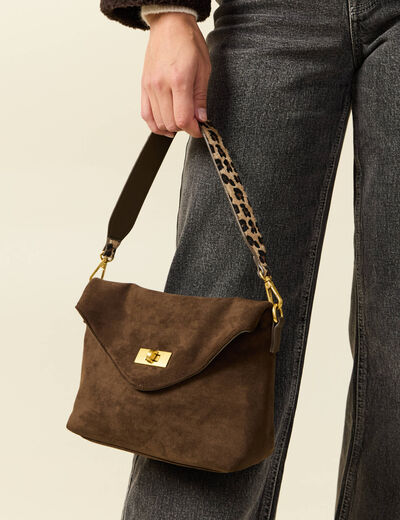 Sac bandouli&egrave;re avec doublure vert kaki femme