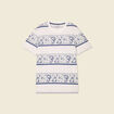 T-shirt ray&eacute; col rond manches courtes bleu homme