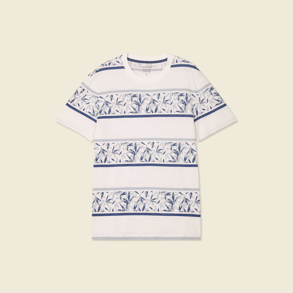 T-shirt ray&eacute; col rond manches courtes bleu homme