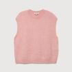 Pull droit court sans manches col rond rose pastel femme