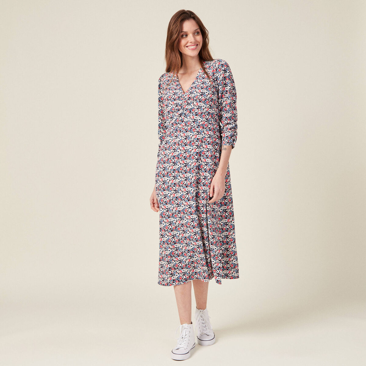 Robe longue éco-responsable bleu marine femme