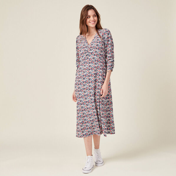 Robe longue éco-responsable bleu marine femme