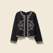 Veste droite brodée noir femme