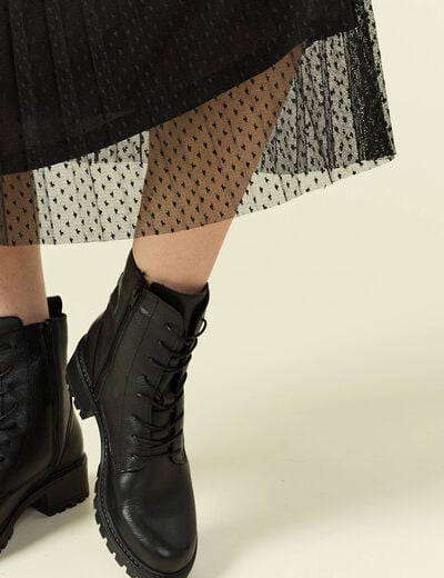 Jupe midi &eacute;vas&eacute;e tulle noir femme
