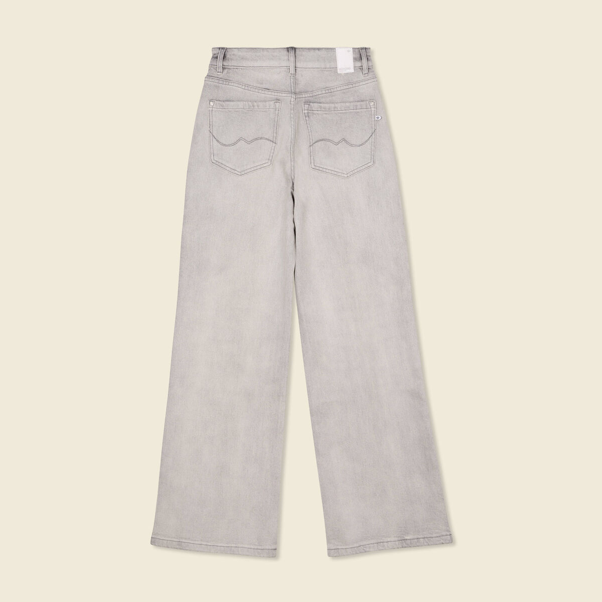 Jeans large éco-responsable denim gris clair femme