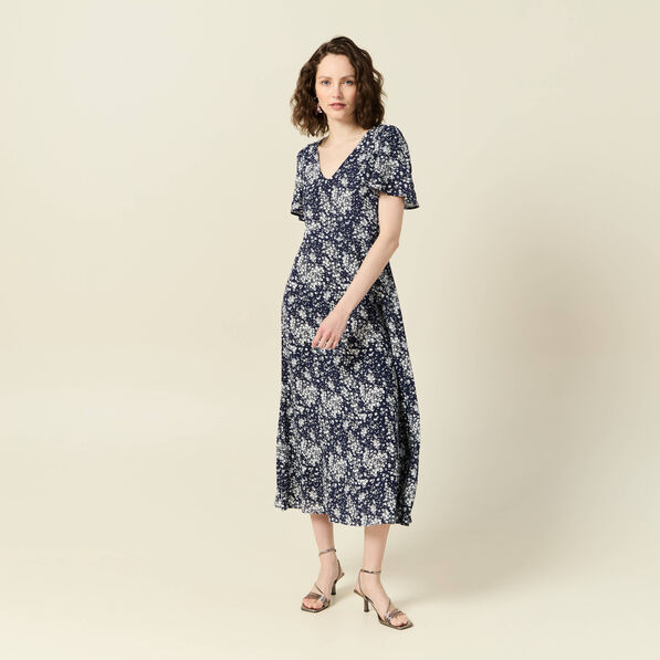 robe longue eco responsable bleu femme Robe longue éco-responsable bleu femme