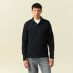 Polo cintr&eacute; manches longues en coton noir homme