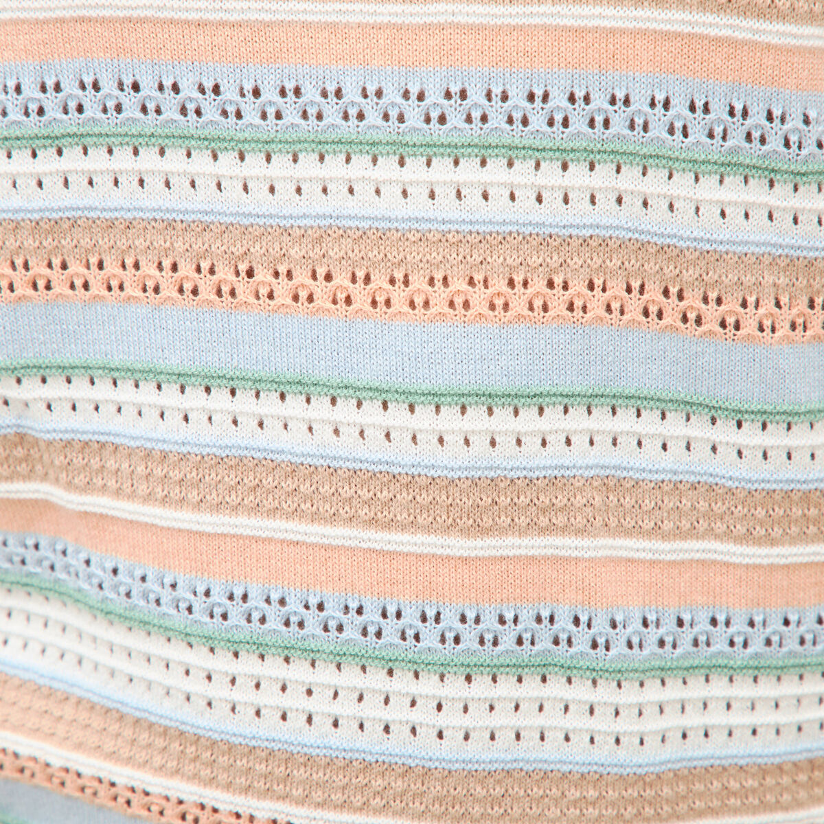 Pull ajour&eacute; col rond manches longues multicolore femme