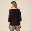 Pull ajour&eacute; col v manches 3/4 noir femme