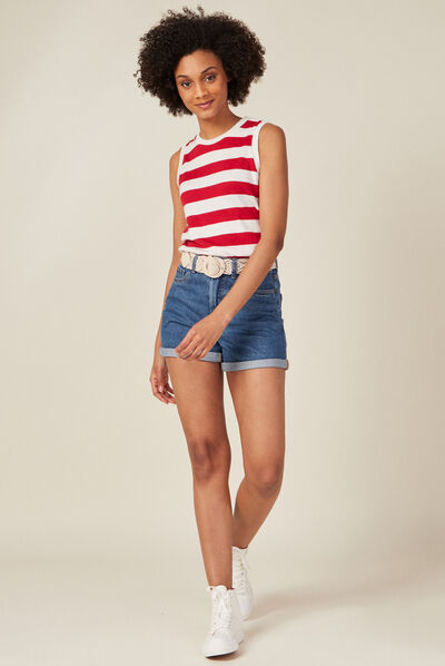 Débardeur pull sans manches rouge clair femme