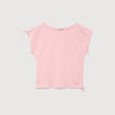 T-shirt col bateau manches courtes rose clair femme