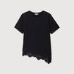 T-shirt droit col rond avec dentelle noir femme