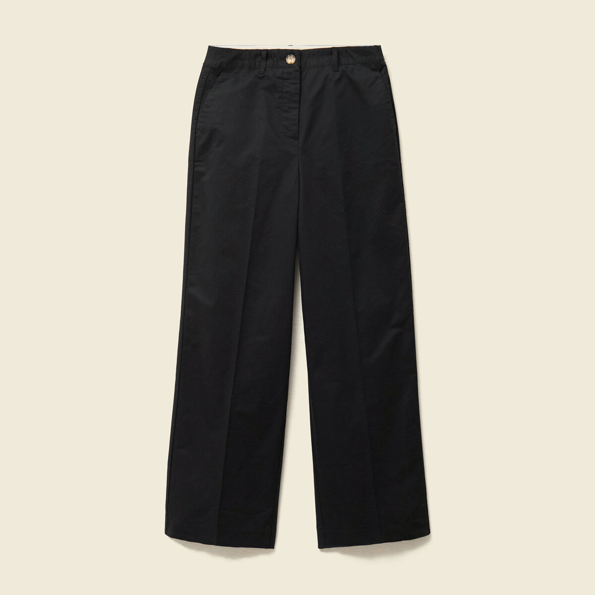 Pantalon large cropped taille haute noir femme