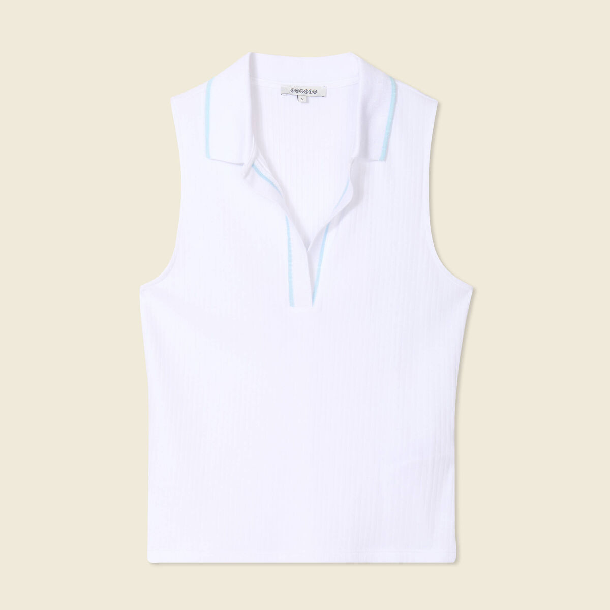 Polo sans manches blanc femme