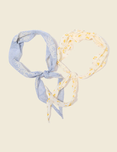 Lot de 2 foulards en coton bleu ciel femme