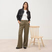 Pantalon large taille haute fluide camel femme