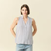 Top sans manches col montant bleu femme