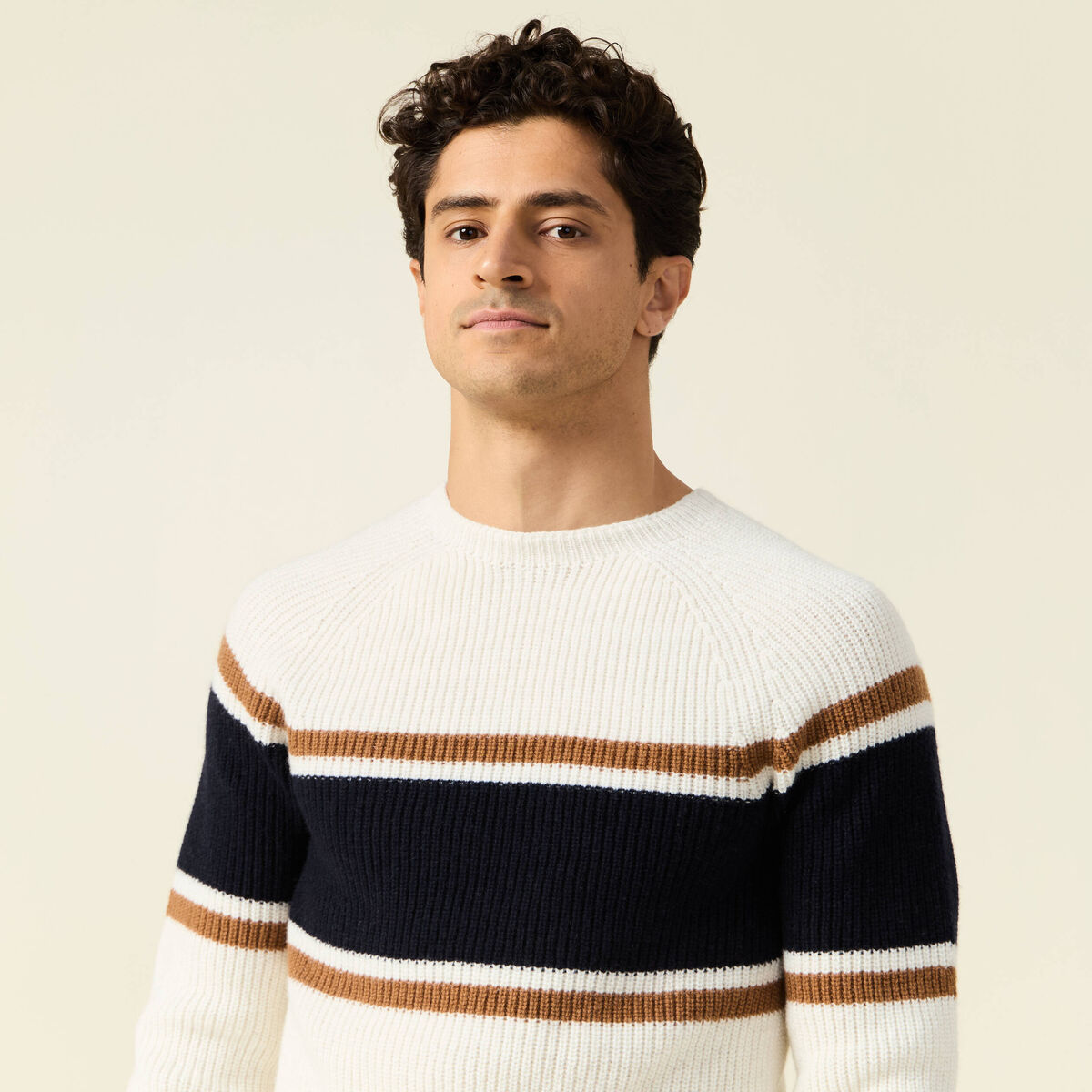 Pull manches longues fabriqué en France ecru homme