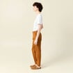 Pantalon chino cigarette marron femme