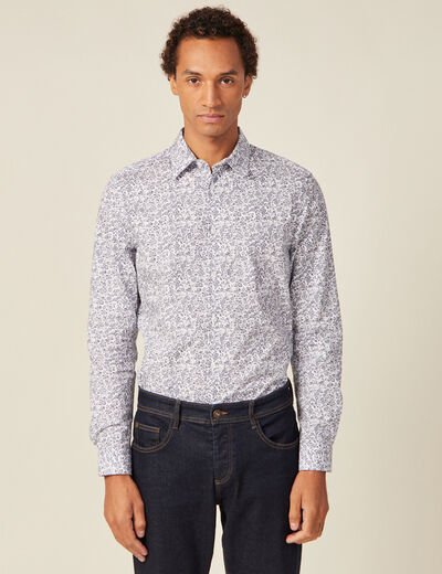Chemise en coton manches longues blanc homme