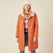 Parka droite à capuche doublée orange foncé femme