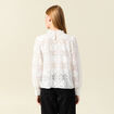 Blouse cintrée dentelle manches longues ecru femme