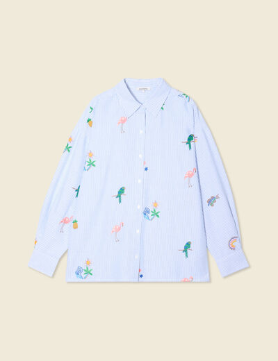 Chemise manches longues bleu femme