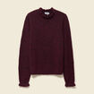 Pull col montant manches longues bordeaux femme