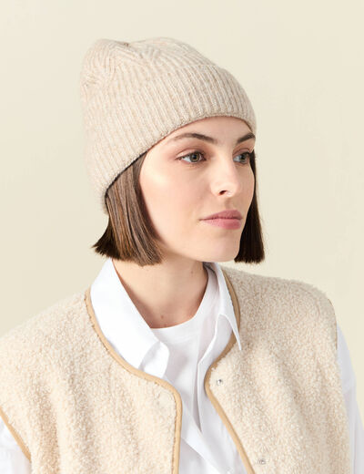 Bonnet éco-responsable beige femme