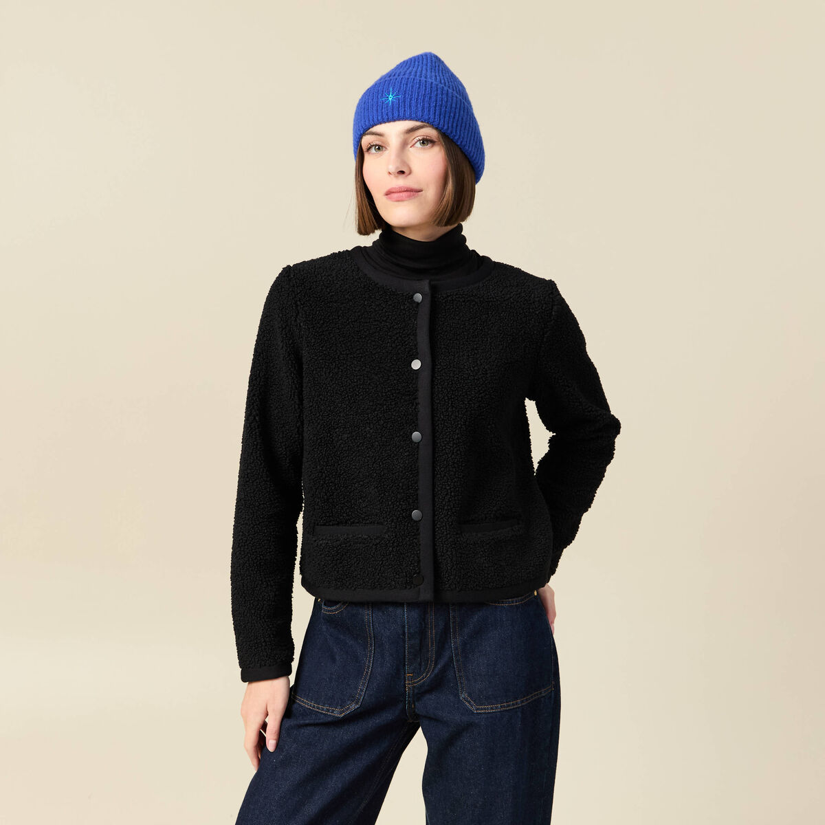 Gilet manches longues noir femme