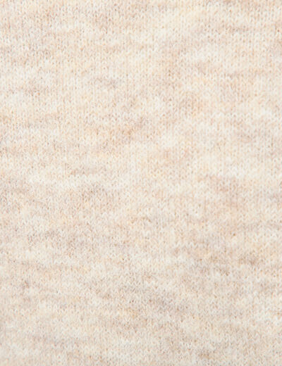 Pull droit manches longues col rond creme femme