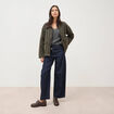 Parka oversize courte col classique vert kaki femme