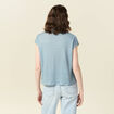 Polo en lin manches courtes bleu gris femme