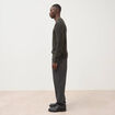 Pull col rond manches longues en coton vert kaki homme